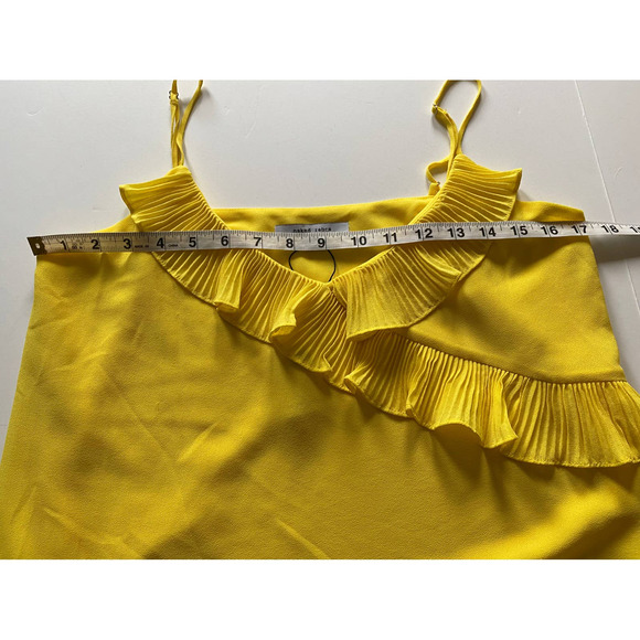 Naked Zebra Women's Yellow Chiffon Ruffled Sleeveless Blouse Size Small - Picture 5 of 6